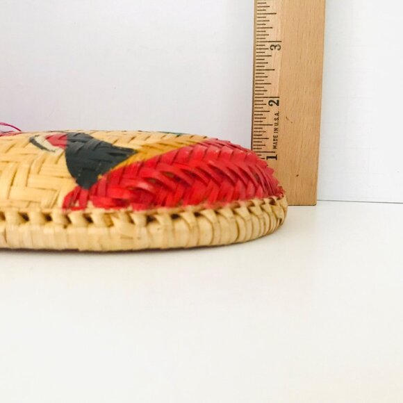 Vietnamese Theatre Character Mask Handmade Woven Folk Art Colorful Pink Beard - Picture 6 of 6